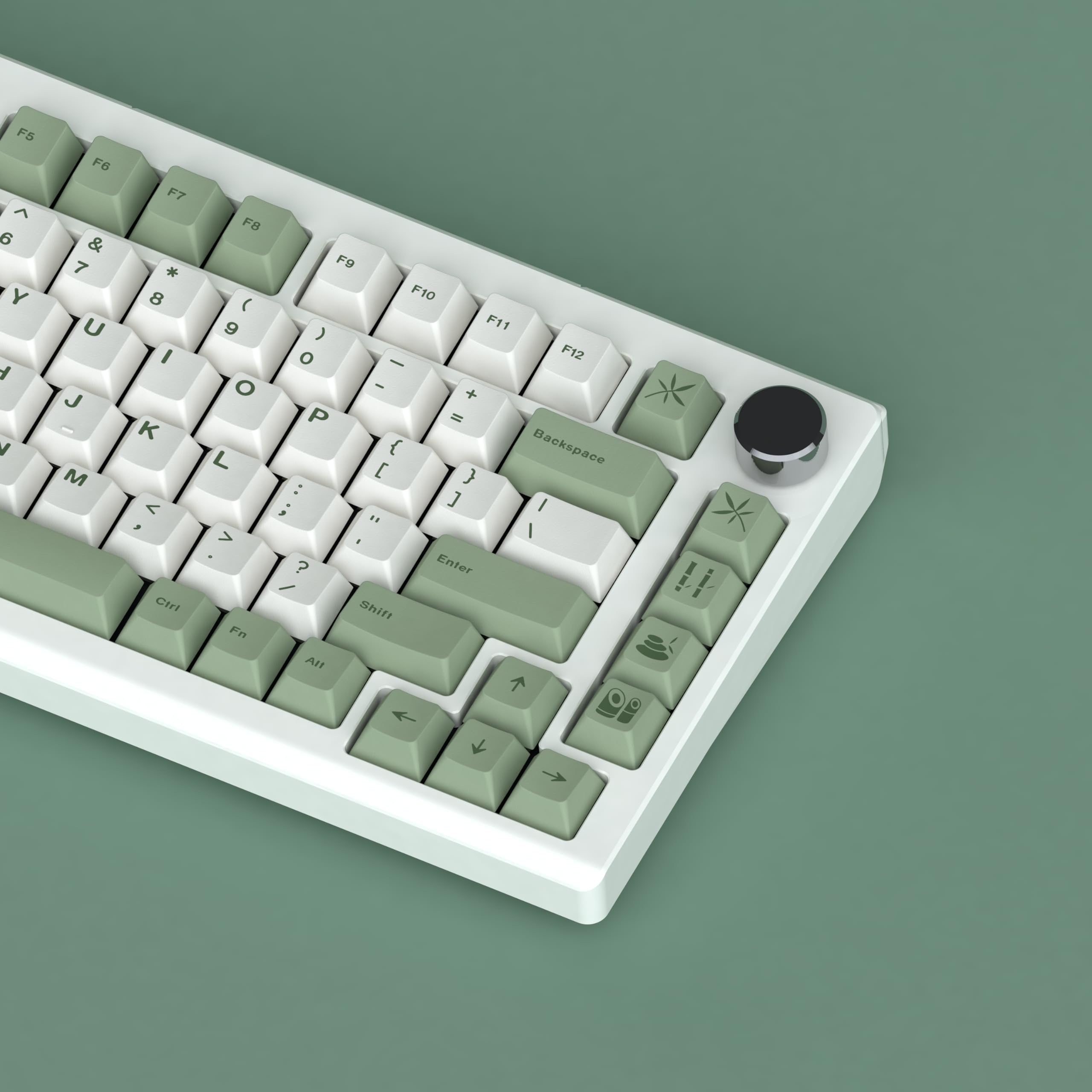 Pbt Bamboo Forest Keycaps For Mechanical Keyboard 60% 65% 75% Cherry Profile Green White Keycaps Dye Sub Custom Gaming Keyboard